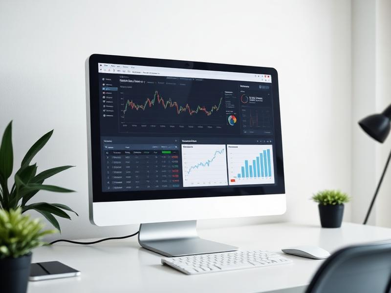 Desktop computer showing financial dashboard