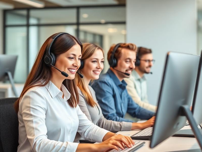 Support team helping customers